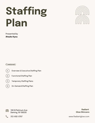 Free  Template: Light Beige and Green Earth Tone Staffing Plan