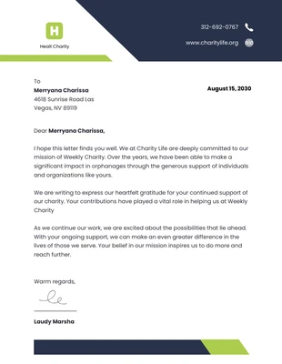 business  Template: Simple Navy Green Charity Letterhead