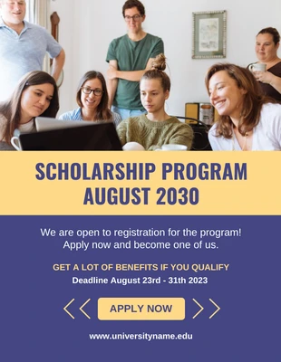 Free  Template: Blue And Yellow Modern Scholarship Program Flyer