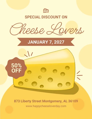 Free  Template: Giallo brillante Illustrazione moderna Volantino per amanti del formaggio