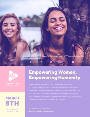 Free  Template: Póster "Empowering Women" en color púrpura pastel