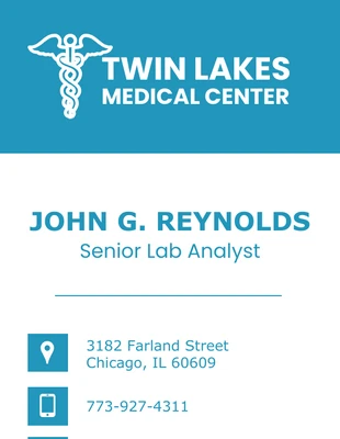 business  Template: Cartão de Visita de Analista de Laboratório de Saúde