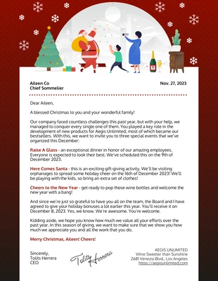 Free  Template: Carta da lettera di Babbo Natale