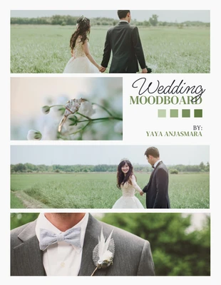business  Template: Light Grey And Green Modern Wedding Moodboard Collages