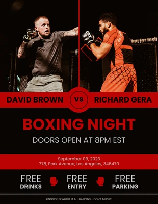 premium  Template: Red and Black Boxing Poster