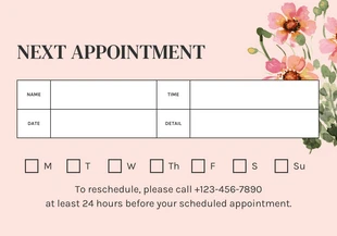 Pink Modern Aesthetic Appointment Card - Pagina 2