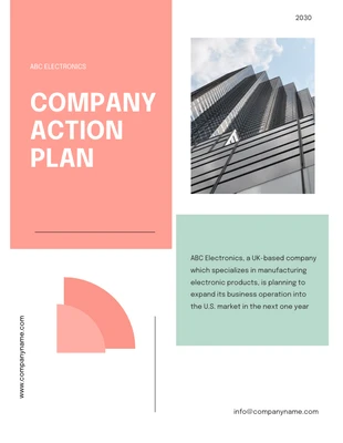 Free  Template: Plan d'action d'entreprise simple contour rouge pastel
