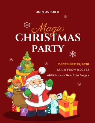 Free  Template: Red Magic Christmas Party Flyer
