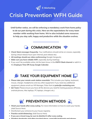 Free  Template: Crisis Prevention WFH Guide Infographic