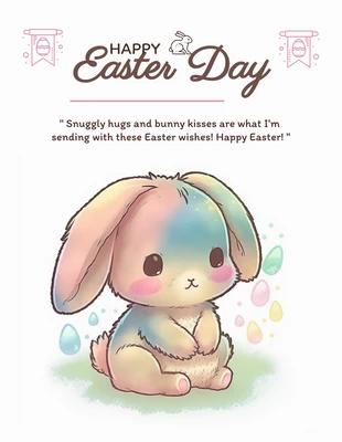 Free  Template: White Cute Illustration Happy Easter Day Poster