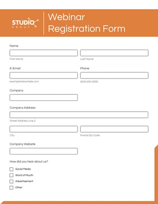 business  Template: Formularios de registro de eventos modernos, minimalistas, limpios, en blanco y naranja