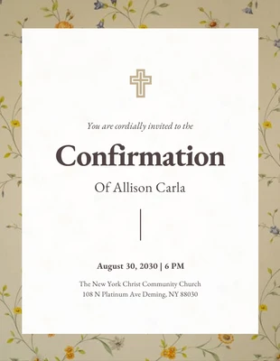 Free  Template: Simple Floral Background Confirmation Invitation
