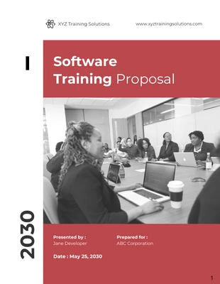 business  Template: Proposta de treinamento de software vermelho e branco