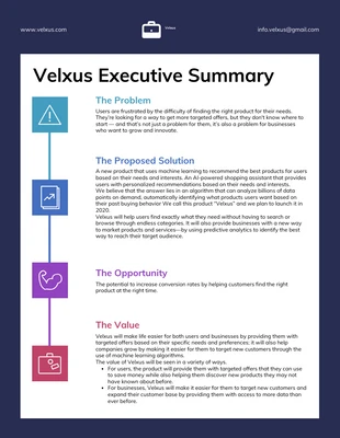 Free  Template: Best Startup Executive Summary Example