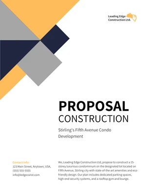 Free  Template: Blue And Yellow Minimalist Shape Construction Proposal