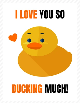 Free  Template: Funny Duck Valentine's Day Card