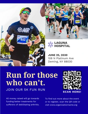 Free  Template: White And Blue Modern Fun Run Fundraising Poster