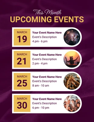 Free  Template: Dark Purple Modern Texture Upcoming Events Schedule Template