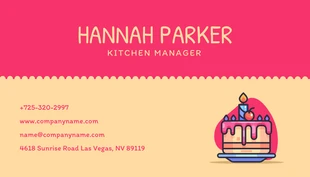 Pink And Yellow Cute Illustration Cake Business Card - Página 2