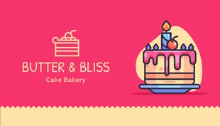 Free  Template: Rosa und gelbe niedliche Illustrations-Kuchen-Visitenkarte