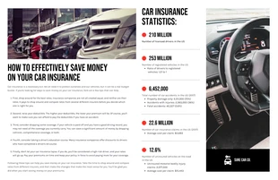Free  Template: Car Insurance Statistics Editorial Infographic Template