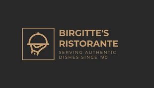Free  Template: Cartão De Visita Restaurante moderno cinza escuro e marrom