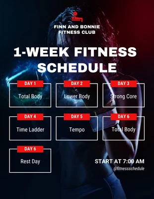 Free  Template: Black Modern 1-Week Fitness Schedule Template