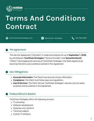 Free  Template: Plantilla de contrato de términos y condiciones