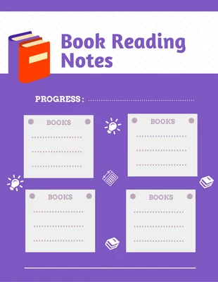 Free  Template: Modelo de livro roxo simples de leitura de notas