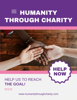 Free  Template: Dépliant caritatif simple violet et blanc pour l'humanité