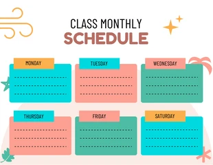 Free  Template: Blanc Illustration moderne Modèle d'emploi du temps mensuel pour les cours