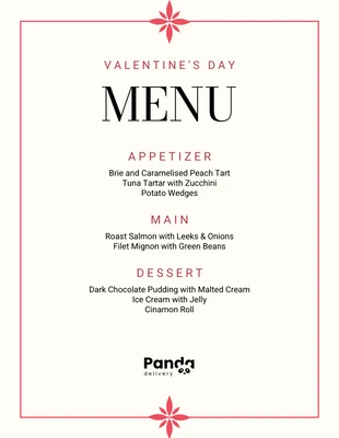 Free  Template: Red Valentines Day Menu