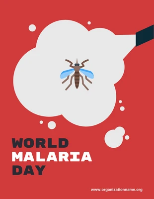Free  Template: ملصق توضيحي بسيط باللون الأحمر لليوم العالمي للملاريا