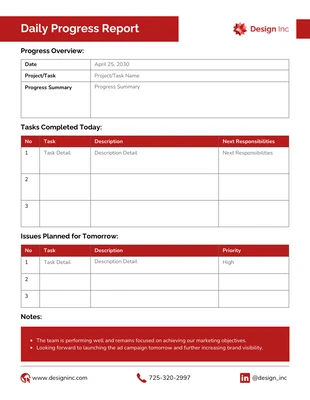 Free  Template: Shift Working Daily Report Template