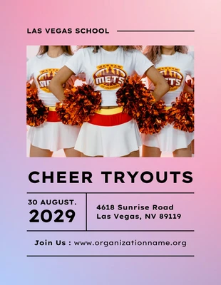 Free  Template: Purple And Pink Gradient Minimalist Cheerleading Tryouts Poster