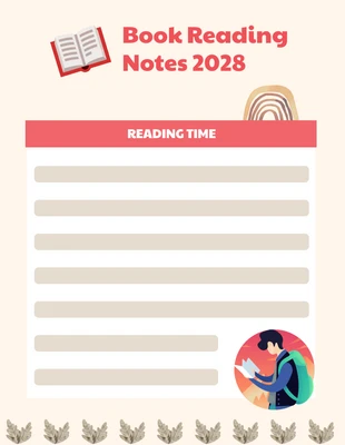 Free  Template: Schedule Red Brown Book Reading Note Template