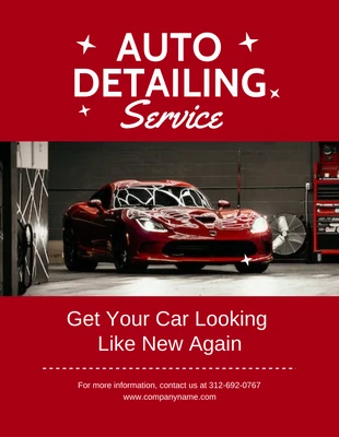 Free  Template: Folleto rojo de servicio moderno de detallado de automóviles