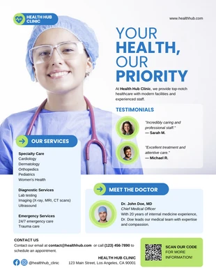 premium  Template: Modello di brochure medica di una pagina