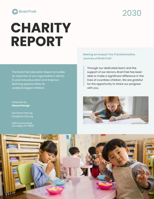 Free  Template: Relatório de caridade cremoso verde claro