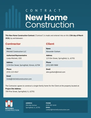 business  Template: New Home Construction Contract Template