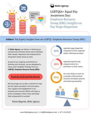 business and accessible Template: ERG Insights zu Homosexuellenrechten für gleiche Bezahlung E-Mail-Newsletter
