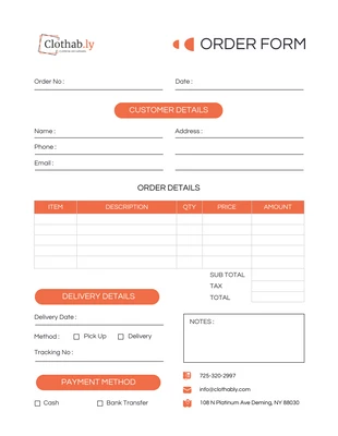 premium  Template: Formulaires de commerce électronique minimalistes orange