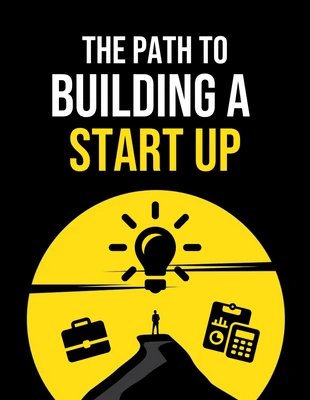 business  Template: Capa de livro com ilustração de inicialização minimalista amarela