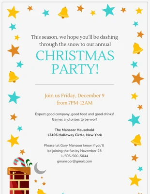 Free  Template: Vibrant Christmas Party Invitation