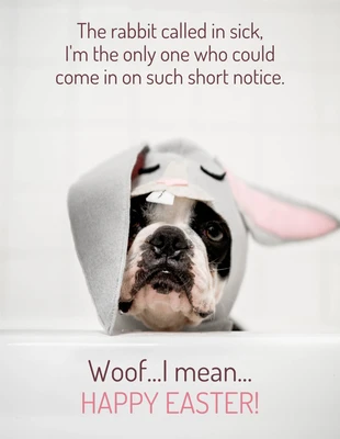Free  Template: Cartão engraçado de Páscoa para cães