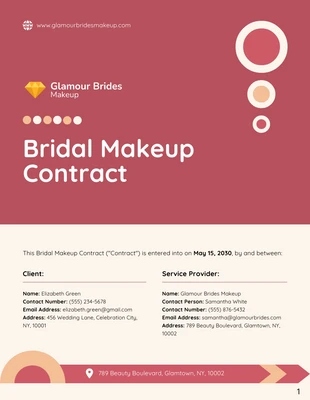 Free  Template: Bridal Makeup Contract Template