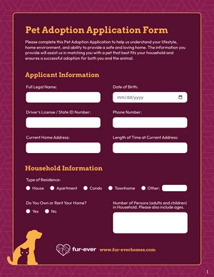 premium interactive Template: Pet Adoption Form Template