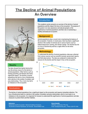 White and Colorful Animal Population Academic Poster