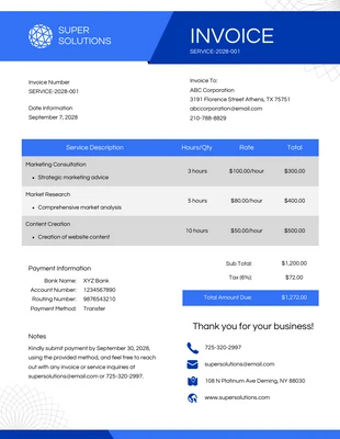 business  Template: Professional Blue Service Invoice