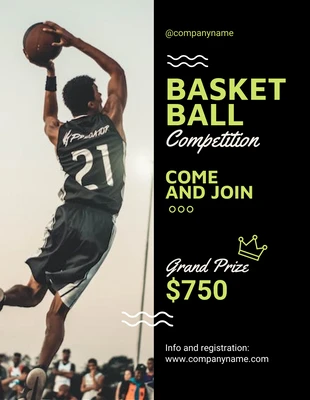 Free  Template: Folheto de bola de basquete minimalista preto